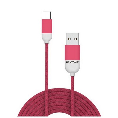 PANTONE USB-C Cable - 3A - 1 Meter - Rubber Cable - Pink